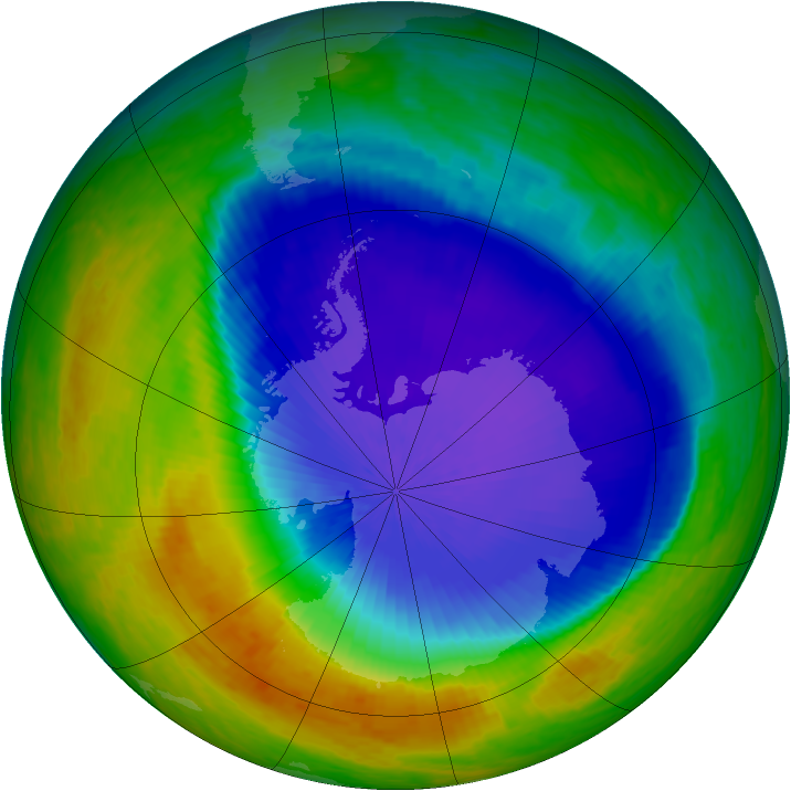 Antarctic ozone map for 21 October 2001